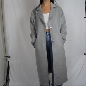 Light Gray Trench Wool Coat for Women